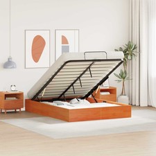 Image of Ottoman Bed Frame with Storage Wax Brown 150 x 200 cm