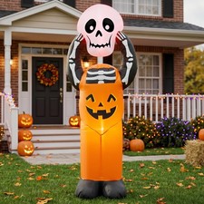 6 FT Halloween Inflatable Pumpkin Skeleton with LED Lights Decoration