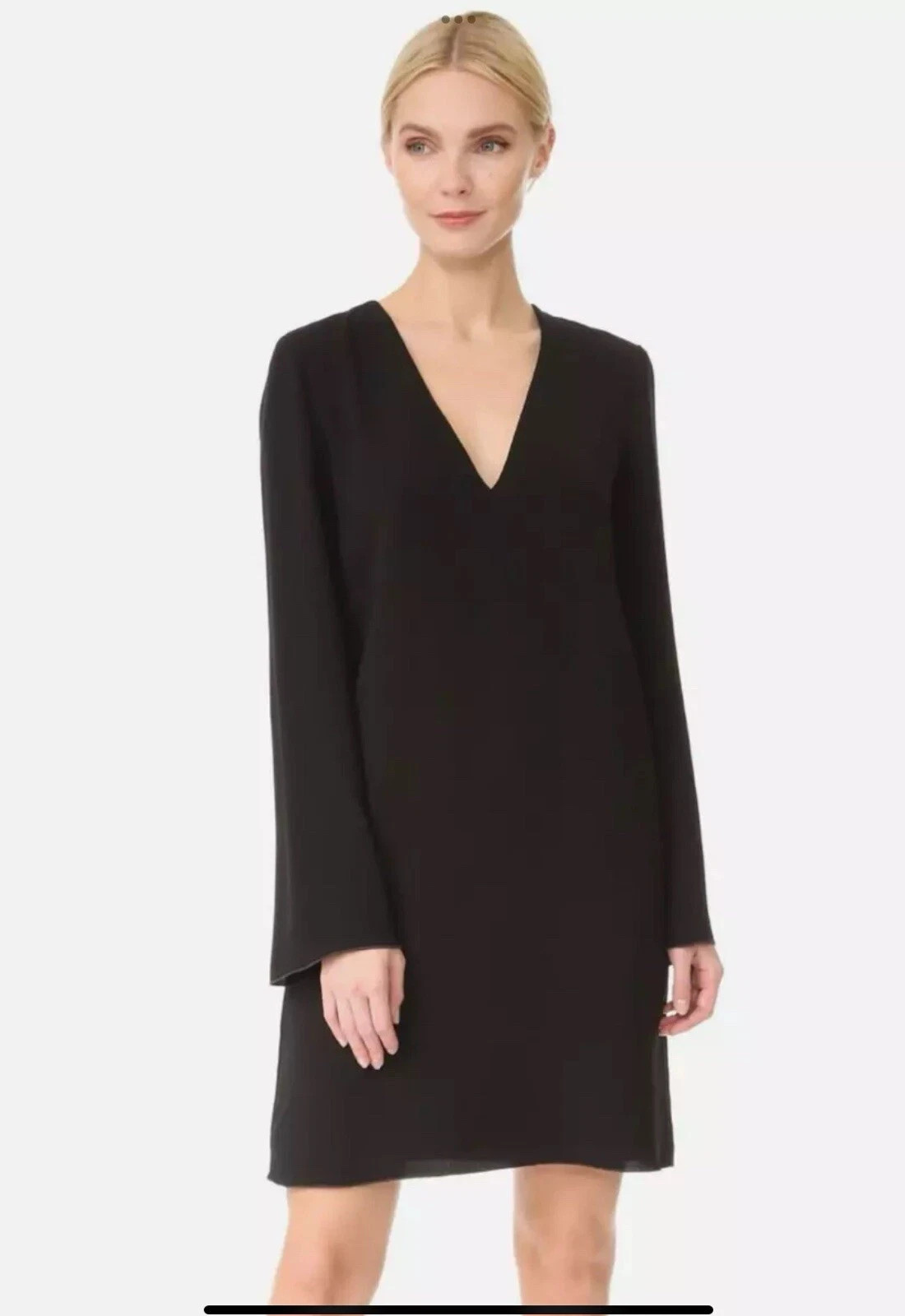 THEORY Ulyssa Long Bell Sleeve Dress Black Size Small