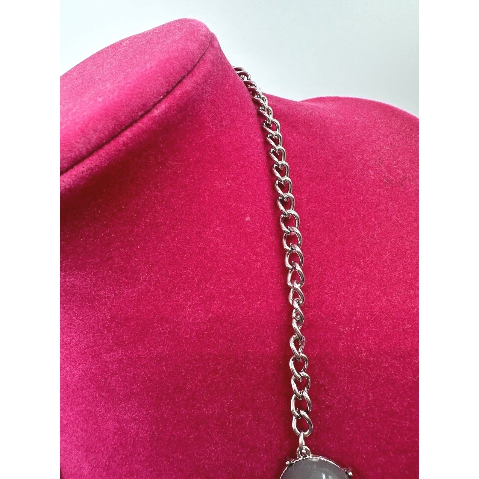 Chic Grey Bubble Bead Statement Necklace Silver C… - image 8