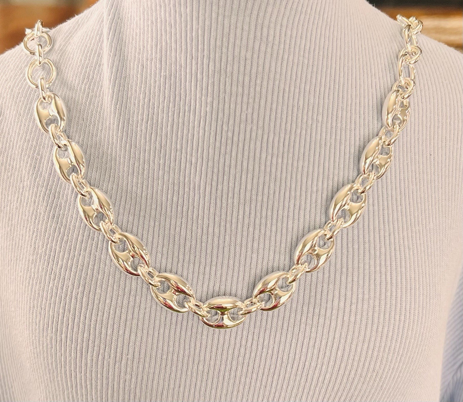 Bomb Party Puffy Mariner Chain On Rhodium Pl