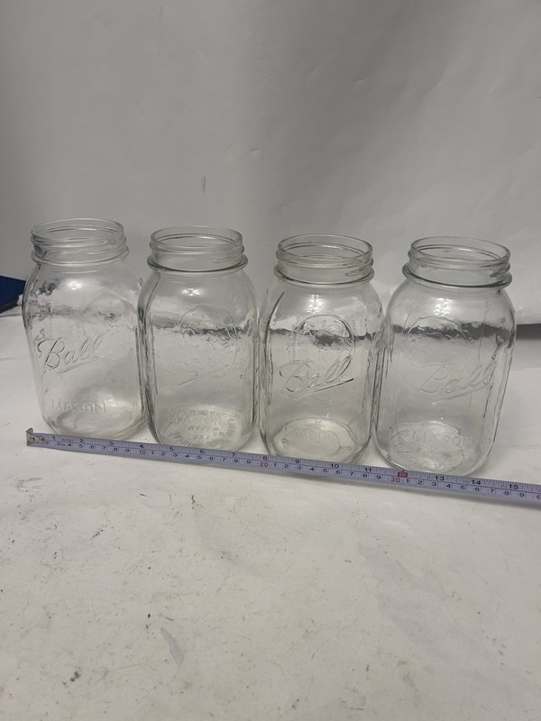 VTG Ball Mason Qt Canning Jars with Measurements and Harvest x4