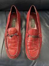 Vintage NWOT Red Leather Loafers Amalfi of Italy Size 7.5 Women's Reptile
