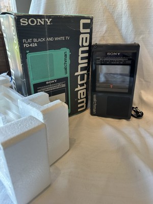 Sony Watchman FD-42A Flat Black and White TV W Original Box & Styrofoam Tested