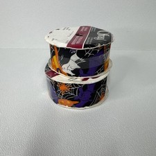Offray Halloween Ribbon Purple Black Witch Spider Vtg