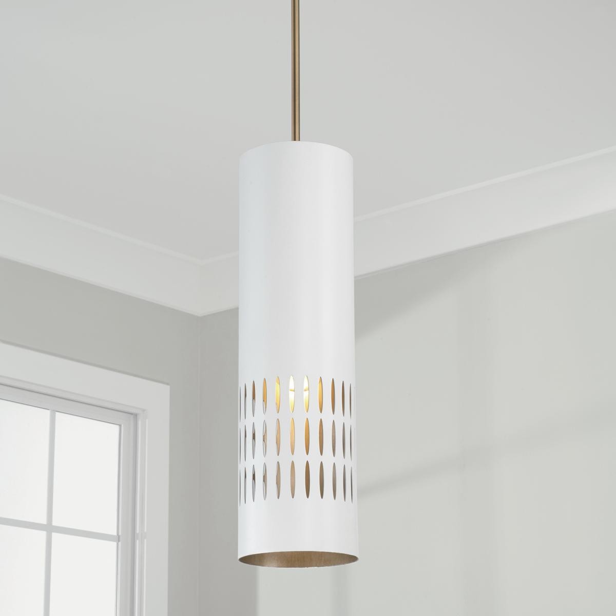 Capital Lighting Fixtures 350211AW OPEN BOX Dash Pendant Aged Brass and White