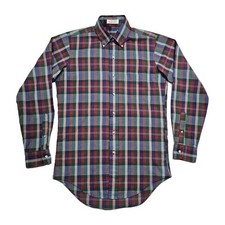 Vtg Arrow Shirt Men S Colorful Button Down Oxford Ivy Green Red Single Needle