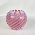 Vtg Fenton Cranberry Opalescent Spiral Optic Swirl Rose Bowl Vase