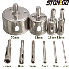 10pcs Diamond Coated Hole Saw Drill Bit Set for Glass, Tile, Marble & Ceramic