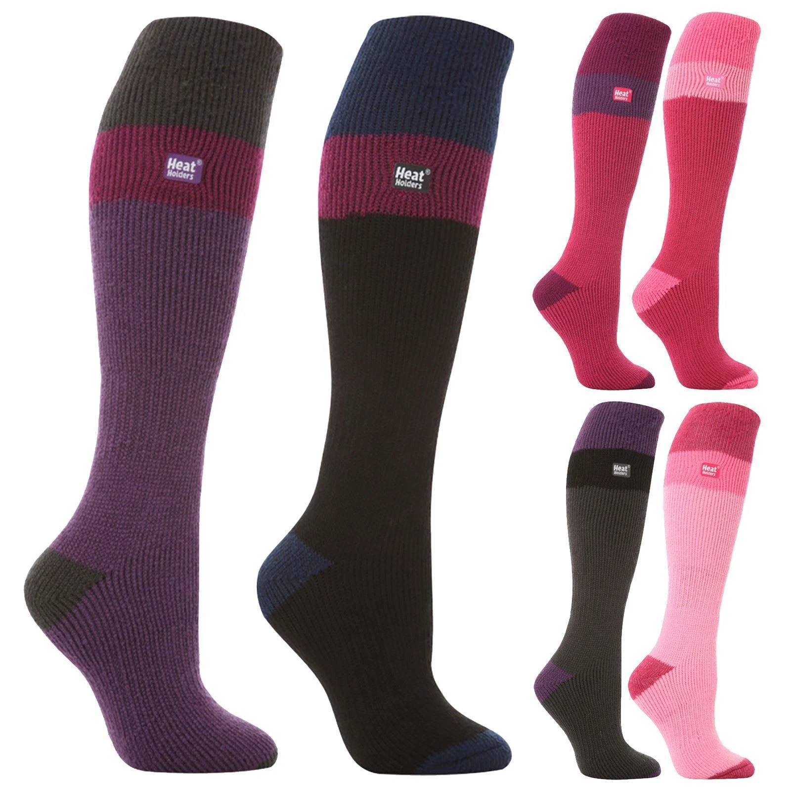 Heat Holders - 3 Pack Ladies Thermal Knee High Ski Socks | Winter Long Ski Socks