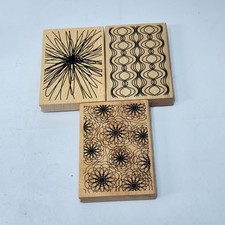 3 Hampton Art Flower Burst Background Rubber Stamp PS 612,614,615