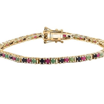 Karis Emerald, Ruby, and Sapphire Bracelet 7.25  Natural stones 6 ctw 