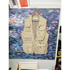 Banana Republic Mens Safari Fishing Utility Vest Khaki Tan Small Multi-Pocket