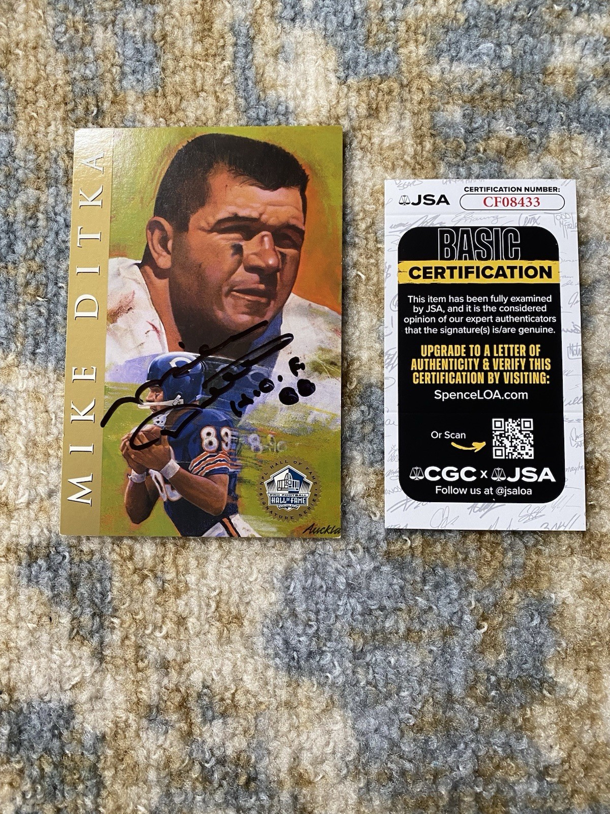 Mike Ditka Autographed Signed Chicago Bears 1998 BEARS Pro Football Hall of Fame 4x6 Card HOF JSA 
