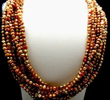 Silpada Sterling Silver 8 strand COPPER Freshwater PEARL Pearls Necklace nib