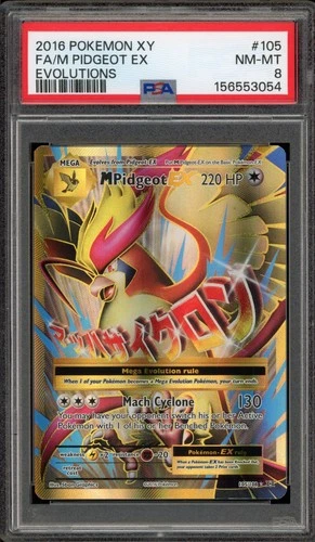 Pokemon M Pidgeot EX XY Evolutions Full Art #105 PSA 8