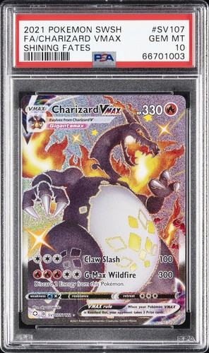 2021 POKEMON SWORD & SHIELD SHINING FATES #SV107 FULL ART/CHARIZARD VMAX PSA 10