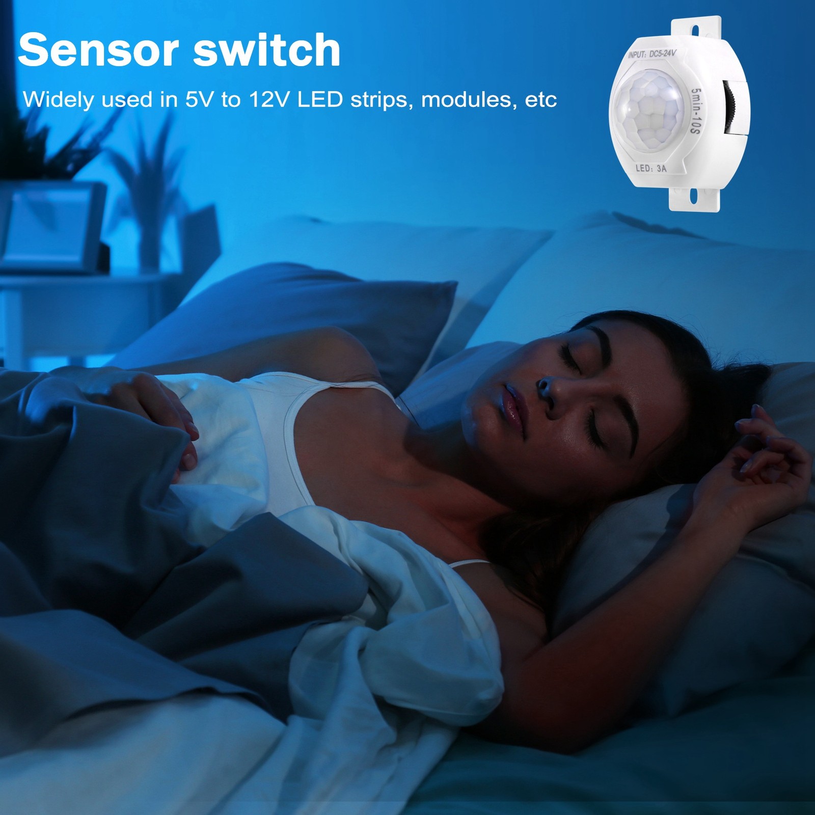 PIR Infrared Motion Sensor Detector DC5-24V Auto on Off Timer  Home LED7778