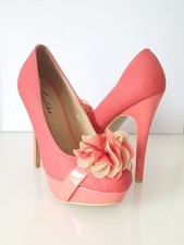 Metalika Sexy Plateau High Heels Coral Koralle Gr. 38 Blume Pumps