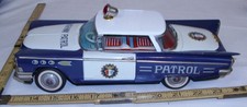 1959 BUICK INVICTRA 2DR HT HIGHWAY PATROL CAR TIN FRICTION TOY ICHIKO JAPAN BLUE