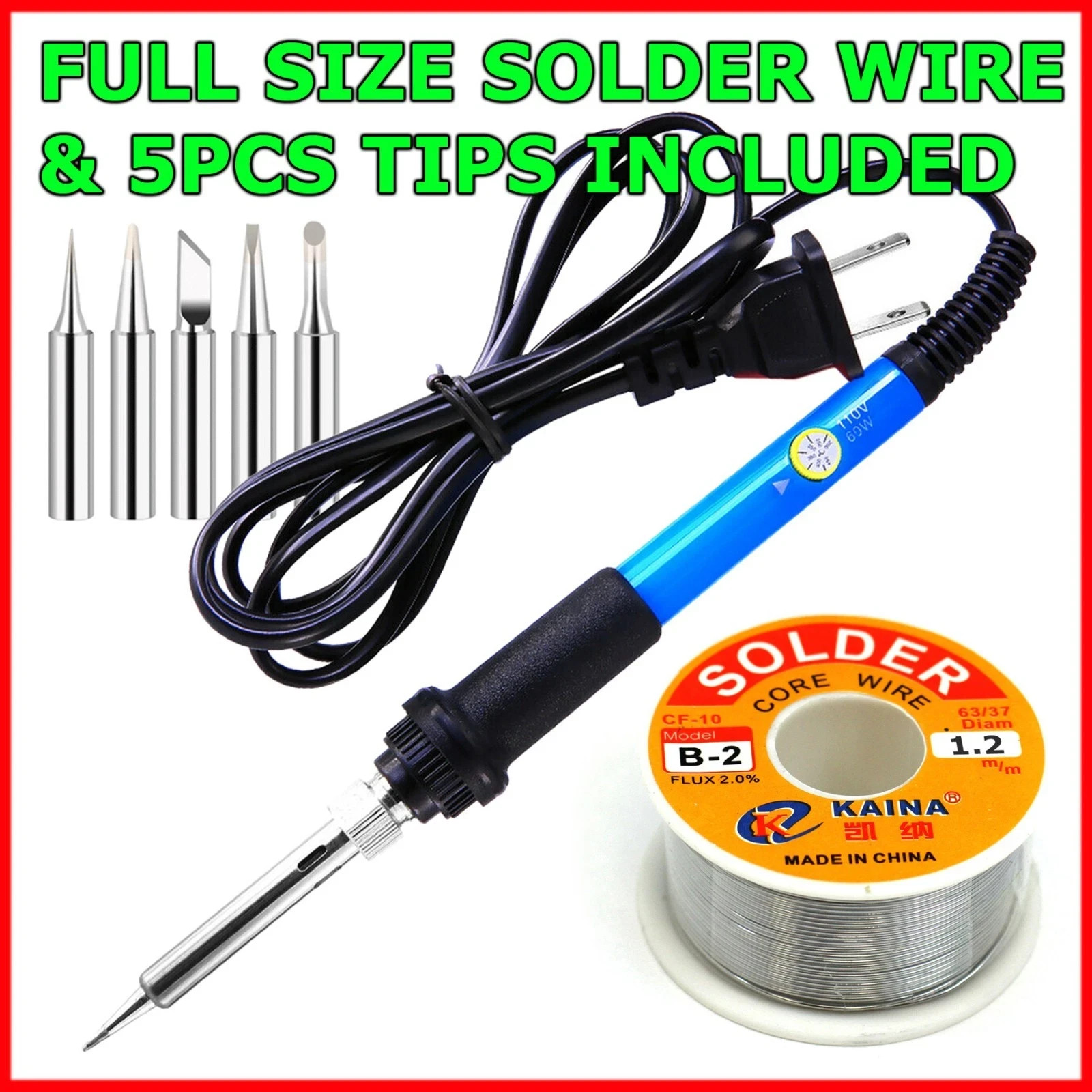 60W Digital Electric Soldering Iron Kit Tempe Adjustable Welding Tool Solder Gun
