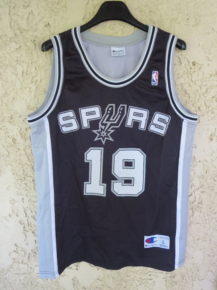 Maillot basket SAN ANTONIO SPURS n°19 CHAMPION USA NBA vintage shirt L - Photo 1/4