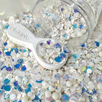White Shell Pearl, Ocean Polymer Clay Sprinkle Mix (NOT EDIBLE) D26-12