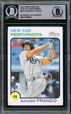 Wander Franco Autographed 2022 Heritage New Age Performers RC (Light) Beckett M