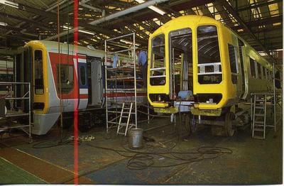Waterloo Exeter Class 159 DMU im Aufbau ABB Derby Works 1990er Postkarte