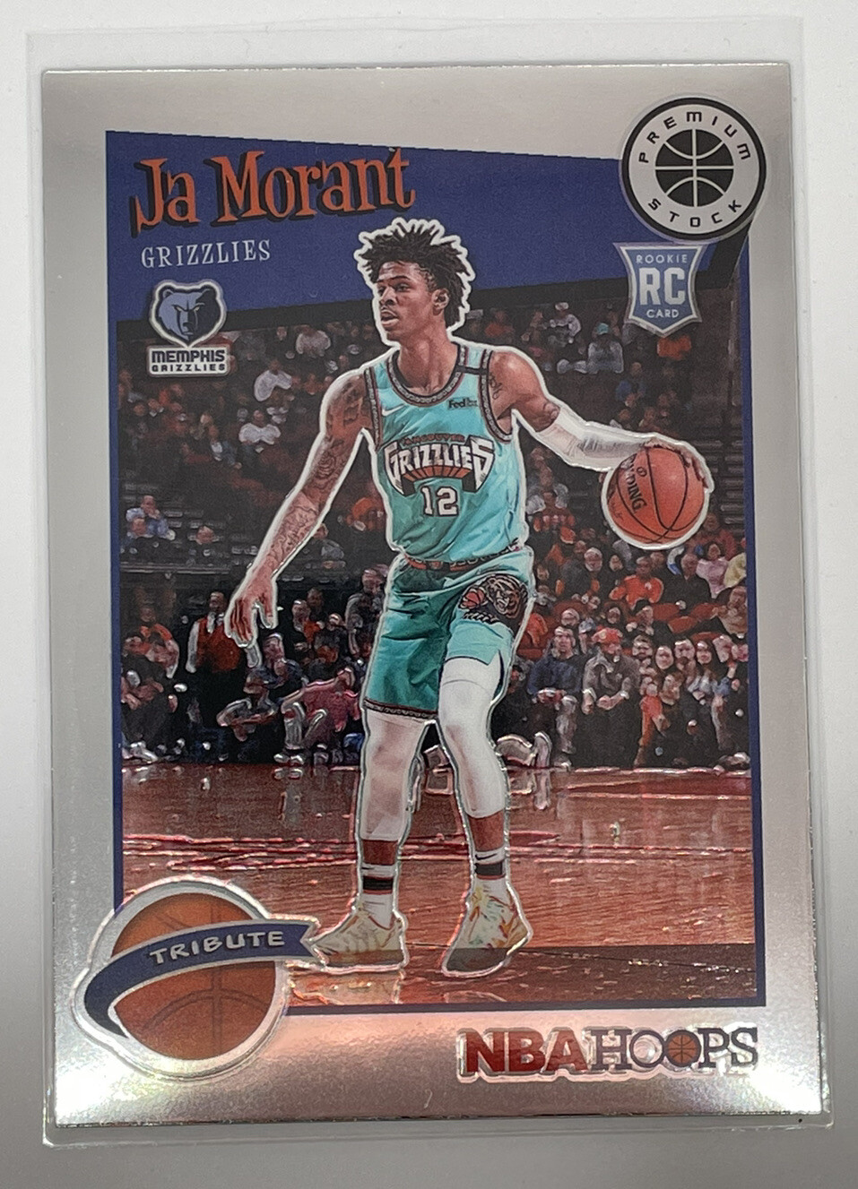 JA MORANT 2019-20 NBA Hoops Premium Stock Tribute Rookie RC #297 Grizzlies