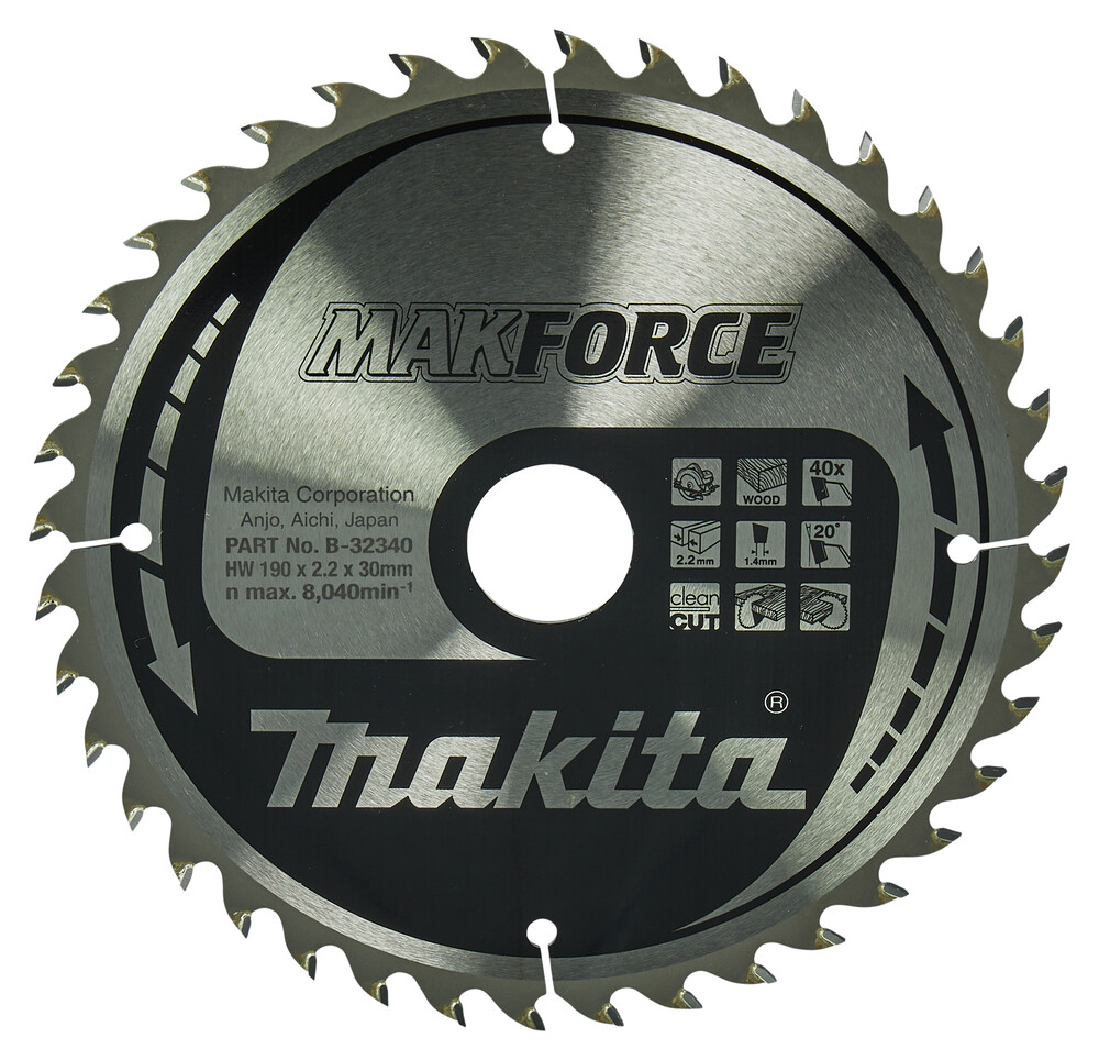 Makita B-32340 Lame de scie circulaire Makforce TCT 190x30mm 40T Bois