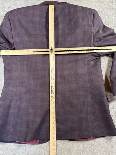 Chaqueta Blazer Ben Sherman Sastrería Para Hombres 46R Tartán Cuadros Púrpura Abrigo de Cena - Imagen 15 de 17