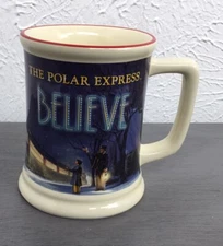 Polar Express BELIEVE 3D Raised Ceramic Hot Chocolate Coffee Mug Cup Warner Bros