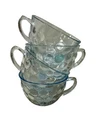 Set Of 4 Anchor  Hocking  BLUE BUBBLE DEPRESSION Teacups, ☕️CUPS ONLY No Saucers