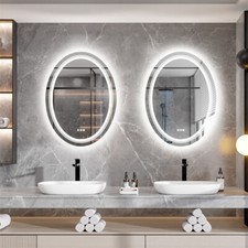 Oval Bathroom Mirror Vanity with Lights Anti-Fog Dimmable Backlit  Front Lit US