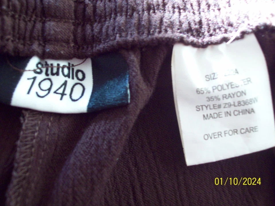 Pantalón Studio 1940 Marrón Mujer Talla 22/24 Cintura Elástica ENTREPIERNA 27" Bolsillos Foto 2 de 2