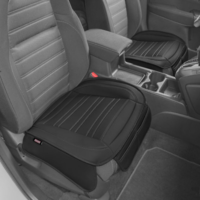 Premium Faux Leather Car Seat Covers 2-Pack with Pockets - Black Padded