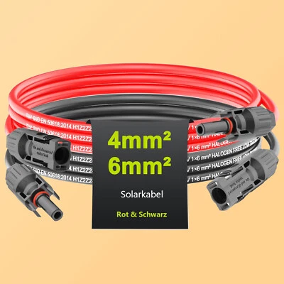 TEOV Solarkabel 4mm² 6mm² Verlängerungskabel PV Kabel Leitung Photovoltaik PV-Anlage