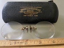 Vintage Pince-Nez, pinch nose Eyeglasses  Case Harris  Hogshead Chattanooga 