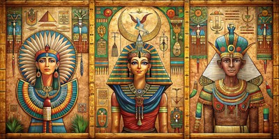 Ancient Egyptian Papyrus 3 set of 3 art triptych canvas / poster Wall Art Decor