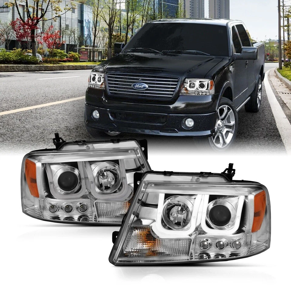 Anzo USA 111287 Chrome/Clear U-Bar Projector Headlights for 2004-2008 Ford F-150 Foto 3 de 4
