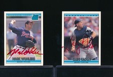 lot (2) 1992 DONRUSS #1 Mark Wohlers #386 Greg Olson signed auto Red Sharpie