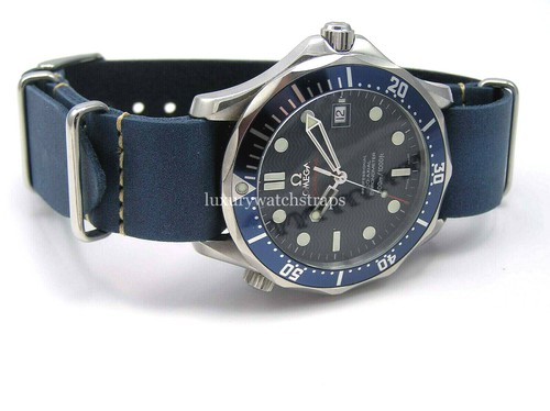 HANDMADE BLUE LEATHER NATO® WATCH STRAP 
