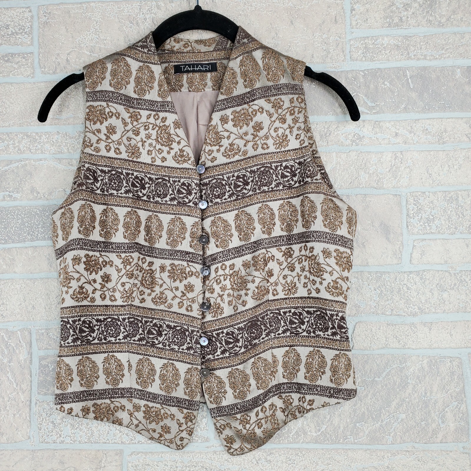 Tahari Small Sweater Vest Beige Open 