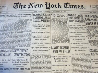 1927 DEC 28 NEW YORK TIMES - J. P. MORGAN ELECTED U. S. STEEL CHAIRMAN - NT 6292
