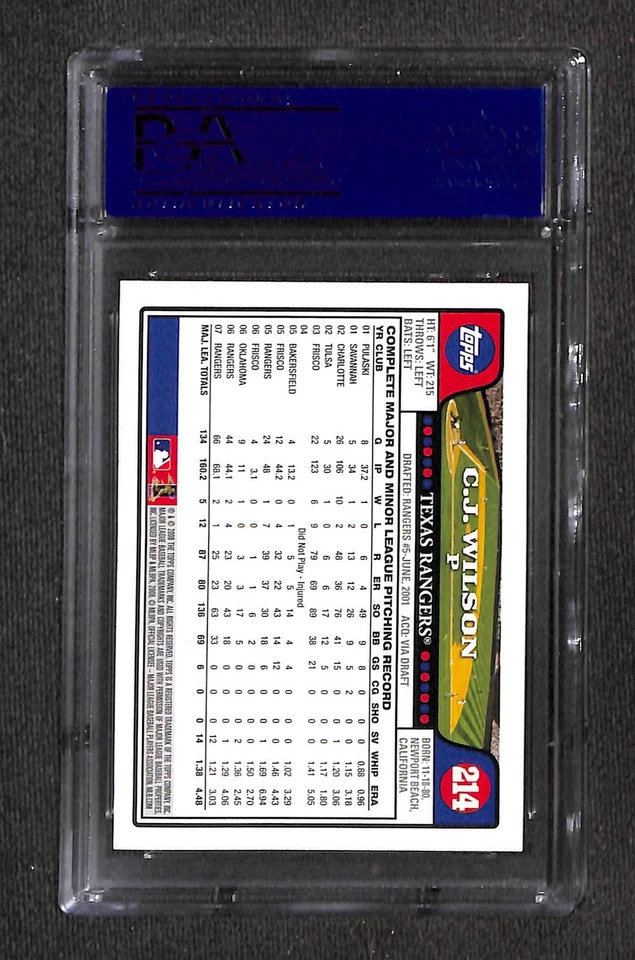 2008 Topps #214 C.J. WILSON PSA 10 GEM-MT 15392833 - Image 2 of 3