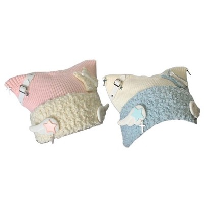 Womens Cute Cat Ear Winter Hat Earmuffs Soft Beanie Hat For Winter Knitted Caps