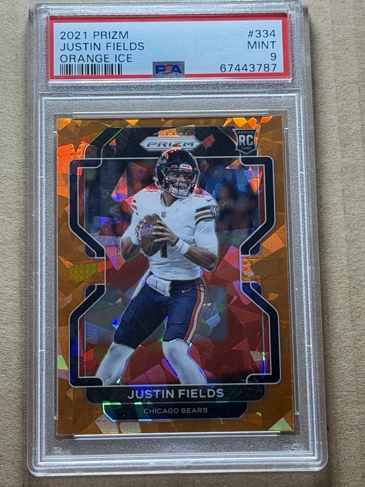 JUSTIN FIELDS 2021 Panini Prizm Orange Ice Prizm Rookie #334 PSA 9 RC
