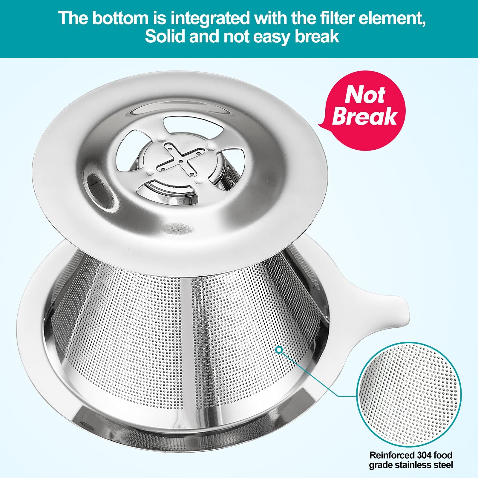 Pour Over Coffee Dripper, Slow Drip Paperless Coffee Filter, Stainless Steel ...