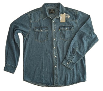 Duke Herren Jeanshemd XL Langarm Neu mit Etikett Druckknopfleiste Freizeitkragen Stonewash